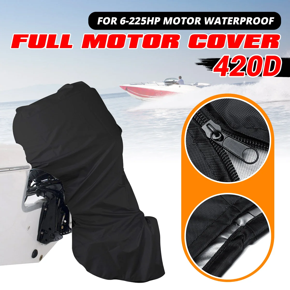 

6-225HP Full Outboard Engine Cover Boat Cover 420D Waterproof Anti UV Barco Boat Outboard Motor Cover Marine Accessories