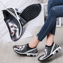 

Women's Low-top Shoes Comfortable Soft-soled Knitted Casual Walking Shoes Sneakers Printed Women's Running Shoes Single Shoes