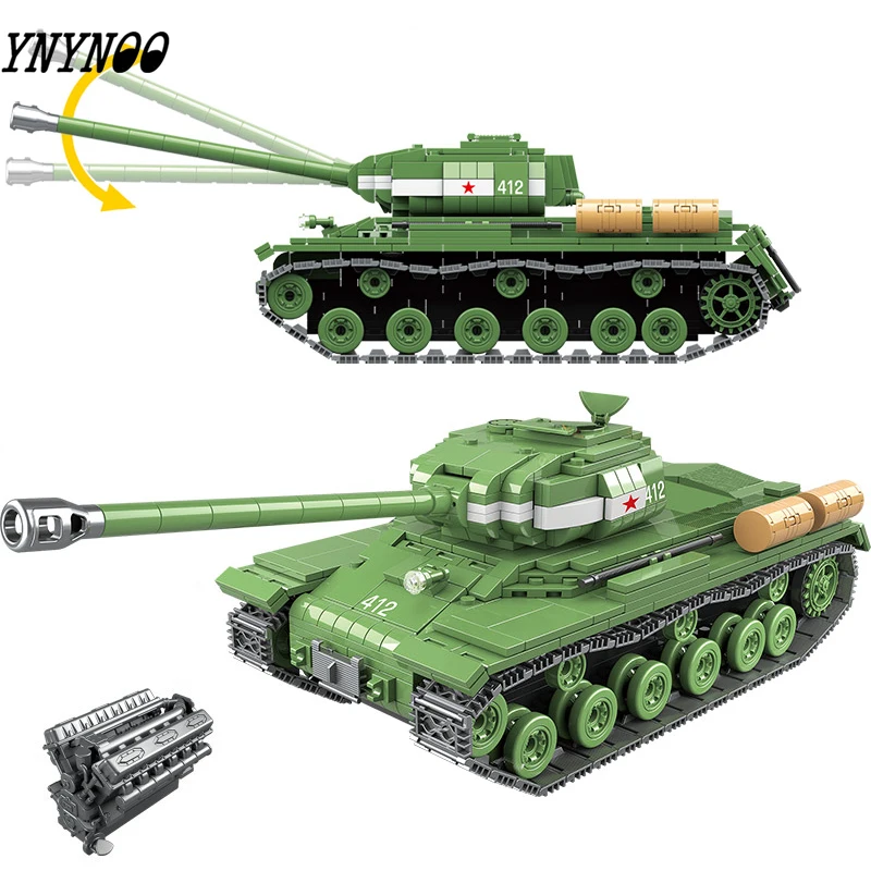 

1068pcs Military IS-2M Heavy Tank Soldier Weapon Building Blocks Compatible legoing Technic WW2 Tank Bricks Army Kids Toys Gifts