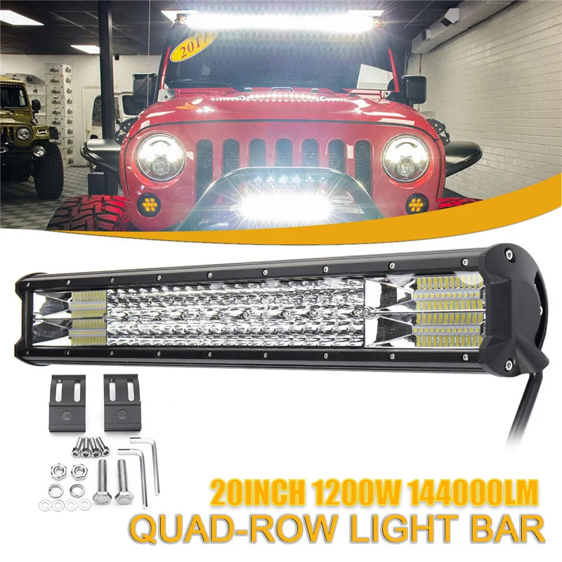 

20 Inch 12/24V LED Work Light 1200W Bar Spot Flood Combo Driving Lamp Waterproof LED Work Light For SUV ATV Offroad Truck Boat