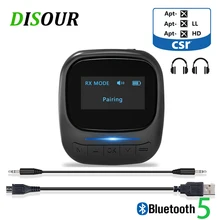 Disour display oled b36 bluetooth 5.0 receptor transmissor de áudio rca 3.5mm aux crs aptx ll adaptador sem fio estéreo para tv computador do carro