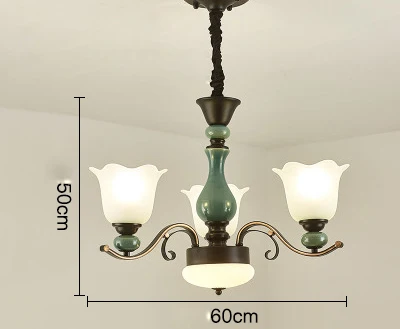 3 light Китайская керамическая люстра lightitng Европейская гостиная столовая люстра спальня светильник Современный простой из кованого железа лампы - Цвет абажура: 3 light