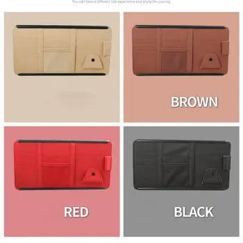 

Car Sun Visor Leather Card Holder Storage Bag Organizer Pocket Automobiles Interior Accessories High Quality 1Pcs