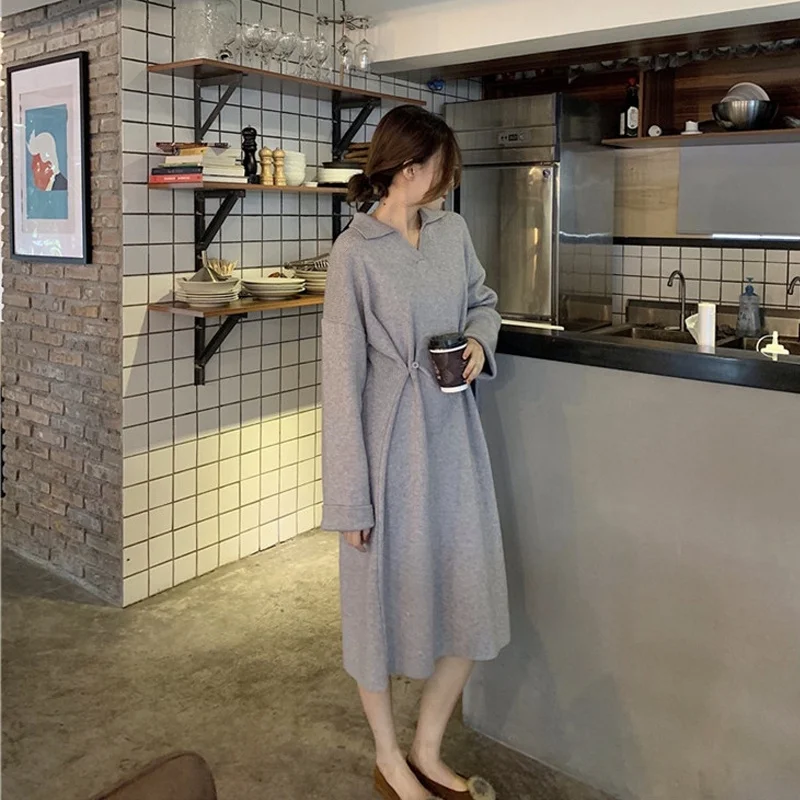 

Winter Sweater Dress Women Maxi Long Dresses Knit Loose Sweater Party Dress Plus Size