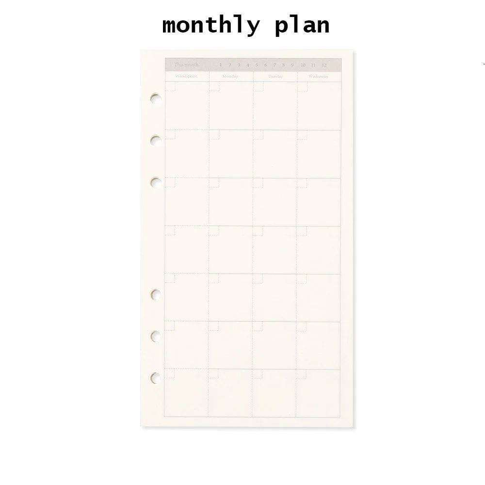 45sheet Monthly plan A5 A6 войлочный Тканевый блокнот бумажный планировщик внутреннее кольцо для страниц Настольный держатель бумаги портативный дневник подарок - Цвет: 45sheet Monthly plan