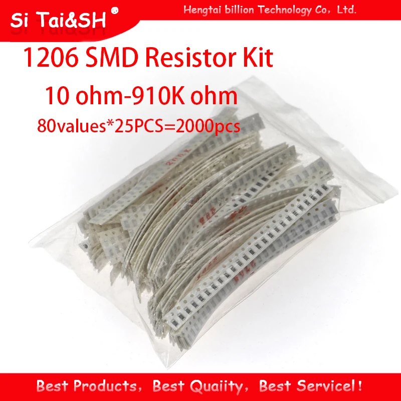 2000 шт 10 ohm-910K Ом 1206 SMD резистор набор Ассорти 5% 80 значений * 25 резисторы 10K 470/100/680