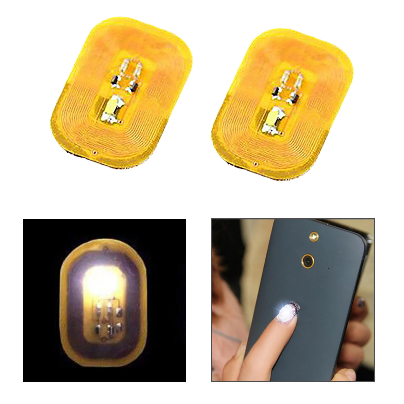 2 Pieces New Luck NFC Enabled Chip Nail Art Stickers, LED Tips Lamp Scintillation Flash Decal Decor Accessory Phones DIY