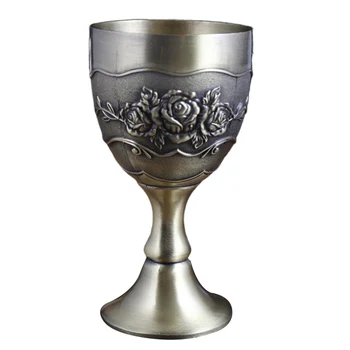 

1PCS Metal European Style Antique Bronze White Wine Cup Three-dimensional Relief Individuality Household Russian Goblet
