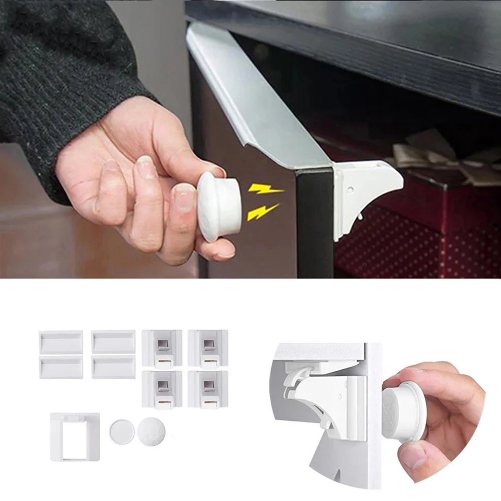 

Magnetic Child Lock Baby Safety Protections Cabinet Door Kids Drawer Security Invisible 4locks+1key