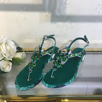 

Med Heels Sandals Women Summer Clip Toe Sandalias Mujer Beach Shoes Women Rhinestone Sandalia Feminina Luxury Zapatos De Mujer