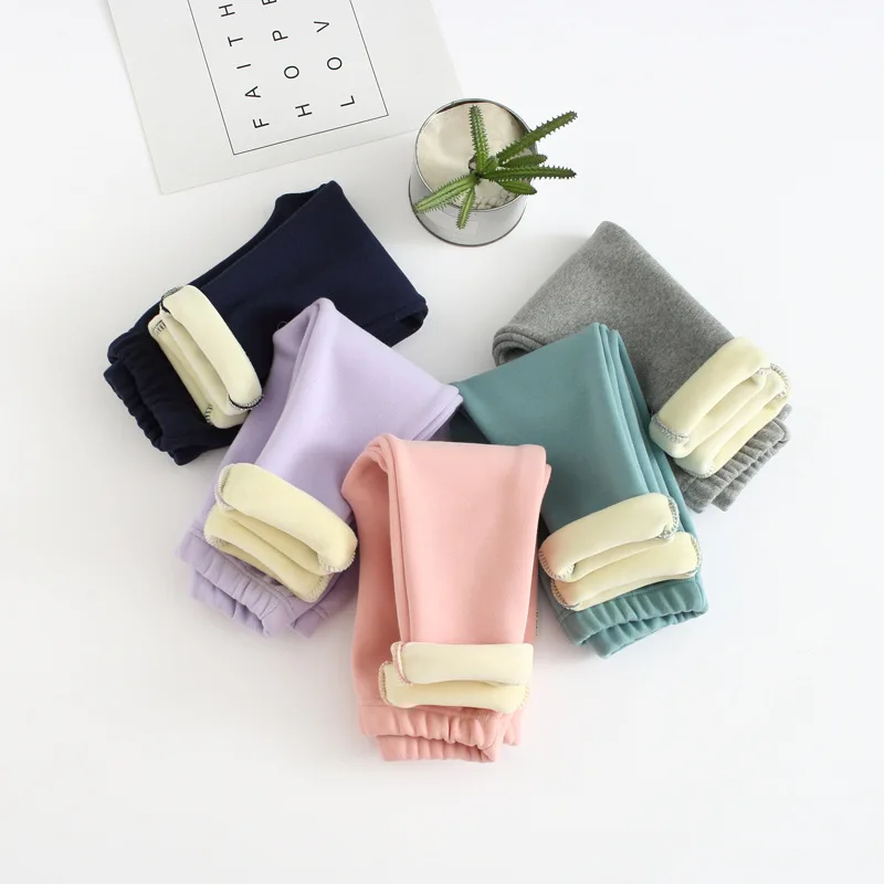 

2019 Childrenswear Girls plus Velvet Leggings Crawler Can Open Files 0-4 Years Old Baby Thick Warm-keeping Pants