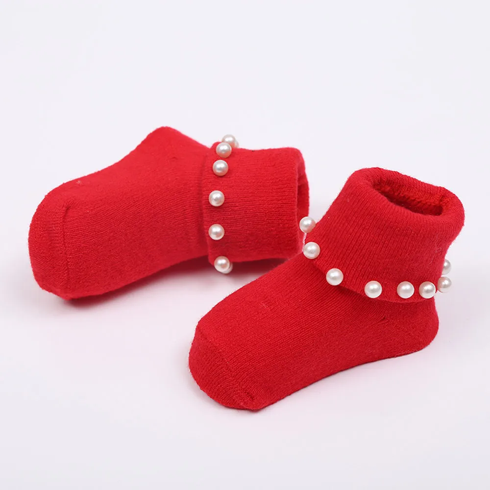 Утепленная одежда анти-скольжения для маленьких девочек одноцветные колготы принцессы носки новорожденного малыша детские носки-тапочки на Размер 0-12 мес., мягкие удобные красивые носки