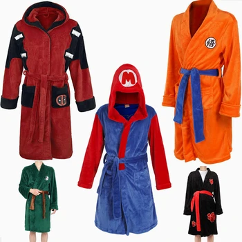 

Autumn&Winter Unisex Mario Cosplay Costume Bathrobe Naruto Uchiha Itachi Flannel Pajamas Adult Robe Dragon Ball Attack On Titan