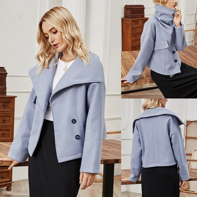 

Autumn Winter Korean Short Women Coat Single Breasted Solid Color Elegant Warm Streetwear Elegant Vestidos Casual Ladies Jackets