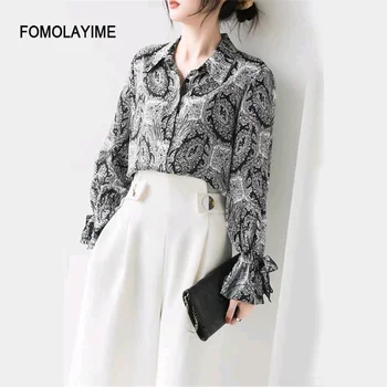 

High Quality New Style Women's Shirts Flared Sleeves Lapel Shirts