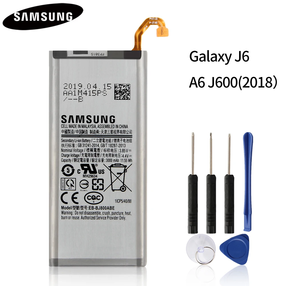 Original Phone Battery EB-BJ800ABE For Samsung GALAXY J6 J600 2018 Galaxy A6 On6 SM-A600F A600F 3000mAh | Мобильные телефоны и