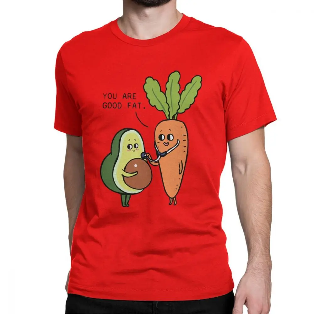 You Are Good Fat, авокадо, мужские футболки, Vegan, забавные, Guacamole, мультфильм, еда, Винтажная футболка, короткий рукав, футболки, чистый хлопок, идея подарка - Цвет: Красный