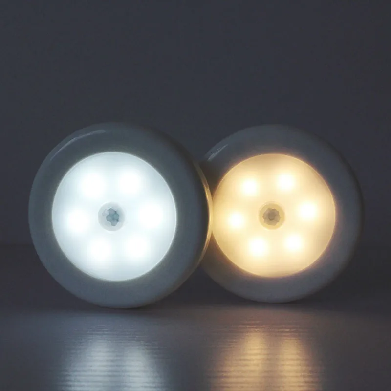 

Wireless Night Light Battery Powered Motion Sensor Auto ON/OFF Function night lamp 6 LED indoor Bedroom Home mini smart Lighting