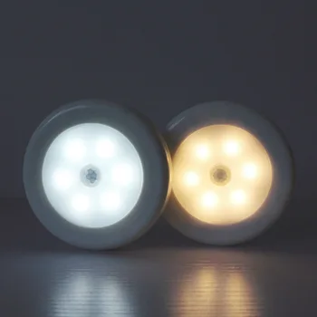 

Wireless Night Light Battery Powered Motion Sensor Auto ON/OFF Function night lamp 6 LED indoor Bedroom Home mini smart Lighting