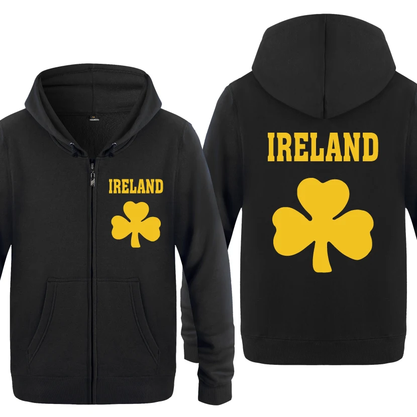 Ireland Shamrock креативные толстовки мужские мужские флисовые кардиганы на молнии толстовки с капюшоном - Цвет: HEY HUAT