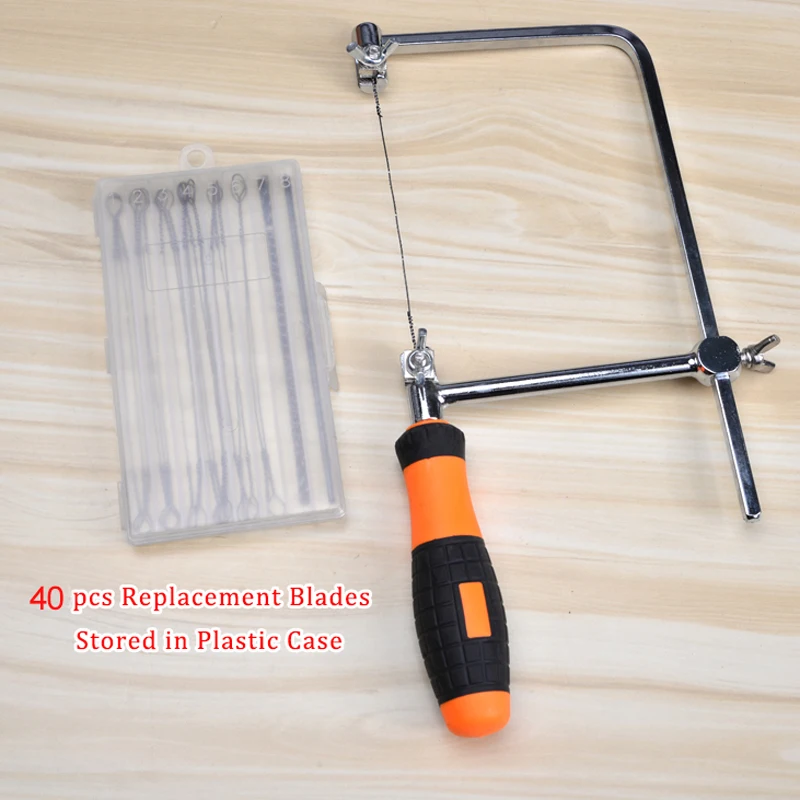 Steel Frame Coping Saw with 40pcs Replacement Blades (62-105mm Throat Depth)