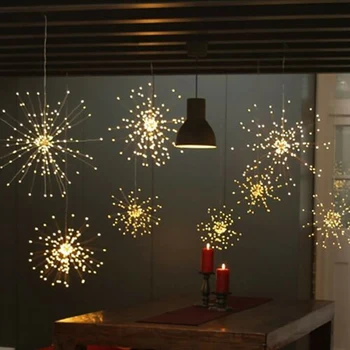 

120 LED Copper Wire Fireworks Solar Fairy String Light Christmas Hanging Starburst String Lamp Wedding Party Outdoor Decoration