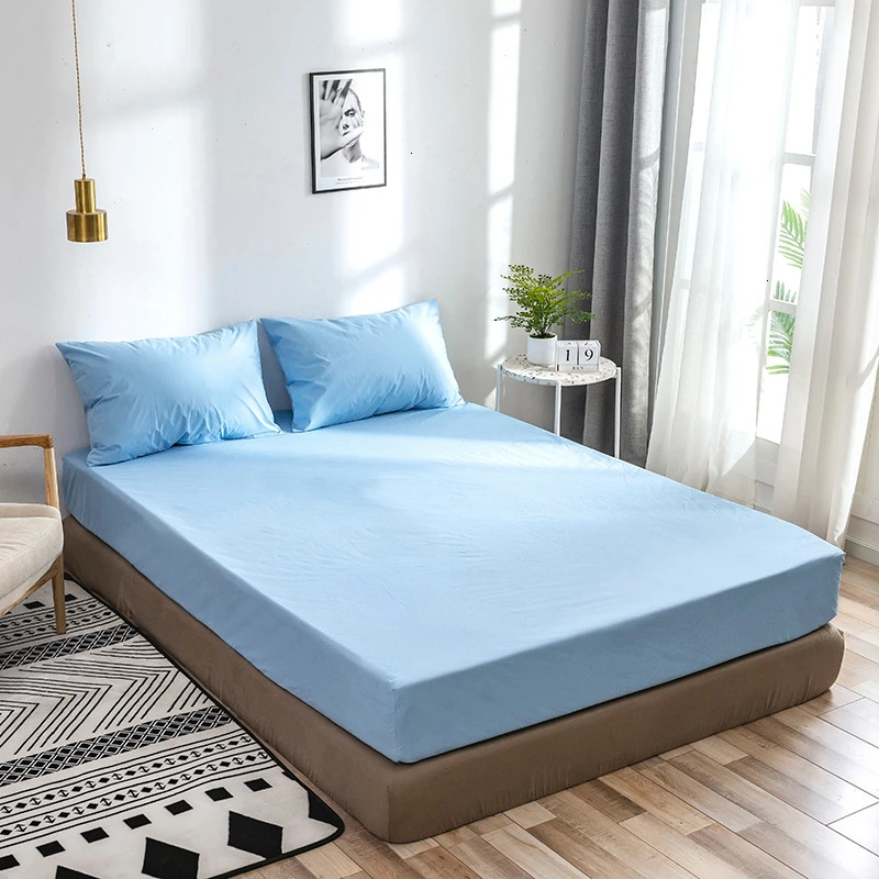 Гладкий Водонепроницаемый защитный чехол для матраса для кровати, дома, отеля, сплошной белый Влажный дышащий гипоаллергенный защитный чехол - Цвет: Model 10 Sky Blue
