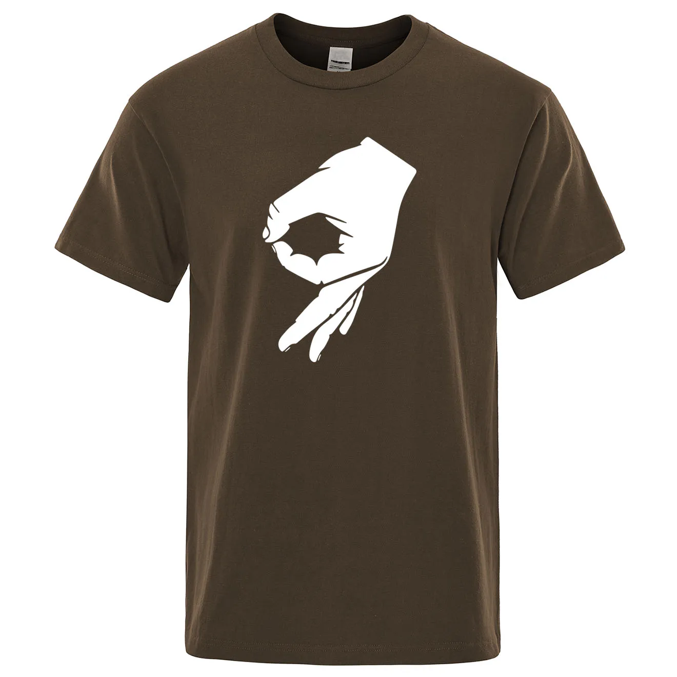 Okay Hand Sign футболка Finger OK Мужская модная футболка хипстер с коротким рукавом мужская футболка летние хлопковые топы брендовая футболка - Цвет: brown 5