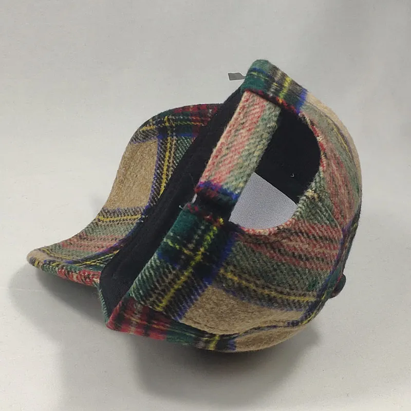 adjustable plaid tweed vintage men cap country baseball hat dark grey lt.brown beige
