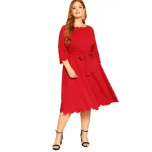 3XL-6XL женское длинное офисное платье больших размеров осеннее женское платье с поясом А-силуэта большого размера 5XL элегантное красное вечернее платье