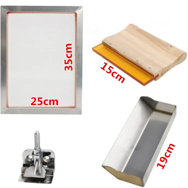 

5Pcs/Set Screen Printing Kit 120T Silkscreen Mesh Aluminum Frame + Hinge Clamp Emulsion Scoop Coater + Squeegee Diy Tool Parts