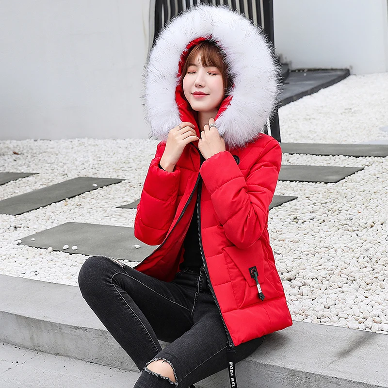 Зимняя женская куртка больших размеров 6XL 7XL 8XL, хлопковая утепленная парка с капюшоном и меховым воротником, женская зимняя одежда большого размера - Цвет: Красный