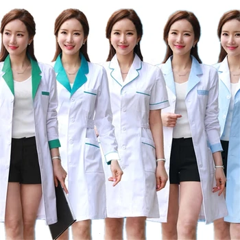 

10Color Medical Nurse Uniform Lab White Coat Pharmacy Beauty Hospital Clinic Work Wear Uniforms for Women Medical Clothes