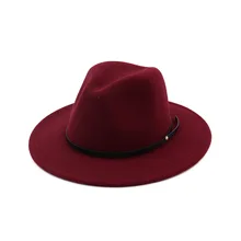 Осенняя и зимняя одноцветная шляпа с полями, шляпа для путешествий, шляпа-федора, джаз, Панама, шляпы для женщин и девушек 42