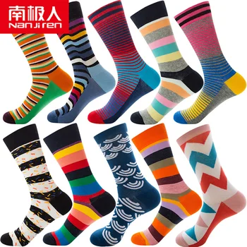 

nanjiren 10 pair socks for women and men cotton funny crew socks cartoon animal fruit warm socks stripe gift middle socks