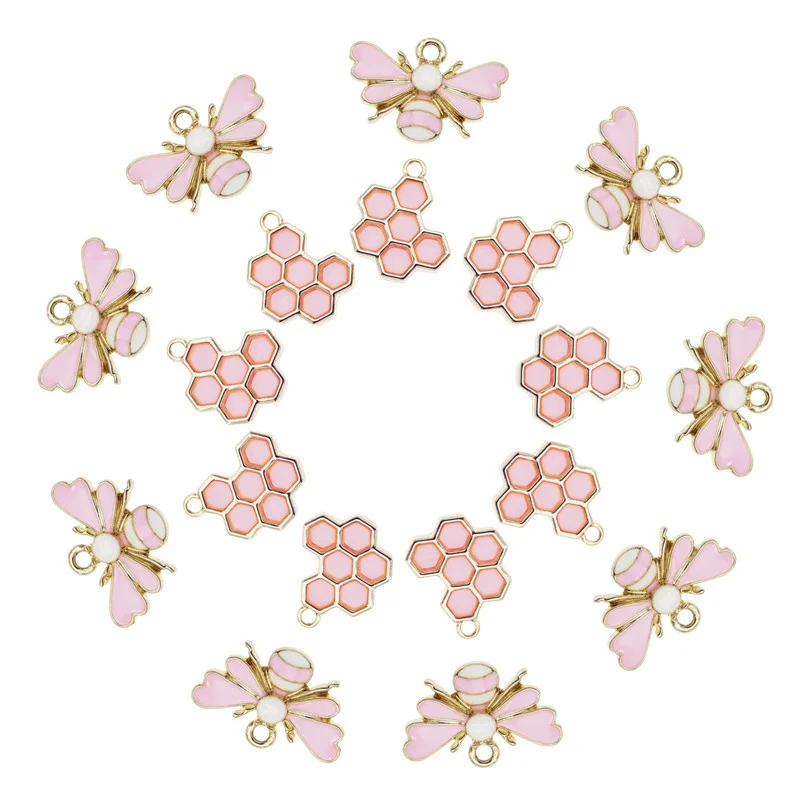 Julie Wang 30 Ciondoli A Forma Di Ape In Lega Smaltata - Rosa E Giallo, 23x15mm, Per Gioielli Fai Da Te, Bracciali, Orecchini, Collane