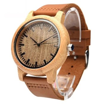 

Bamboo Quartz Analog Watch Wooden Wrist Watch with Round Dial for Men Women JL