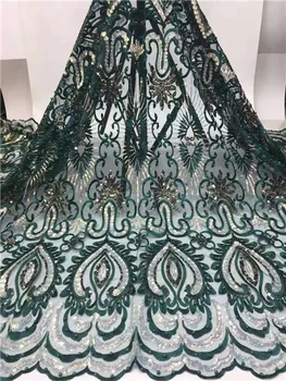 

New design 2019 Nigerian Lace Fabrics For Wedding Dress African sequins Lace Fabrics High Quality French Mesh Lace Fabric