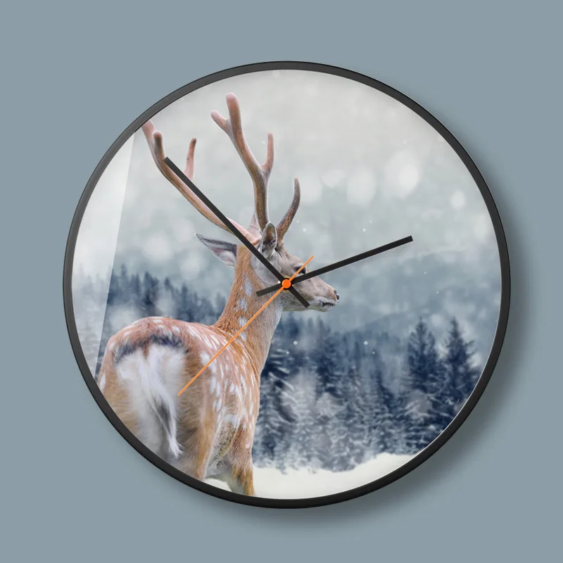 Nordic Wall Clocks Silent Quartz Circular Glass Hanging Clock Modern Design Decorative Marble Printing Home Decor 50Z039 | Дом и сад