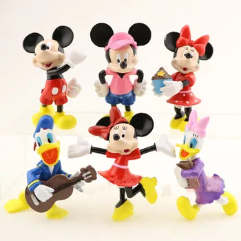 

Mickey&Minnie Mouse Donald Duck Action Figures Doll Toy Cartoon Mickey Minnie Goofy Dog PVC Cake Decoration Children Gift 6pcs