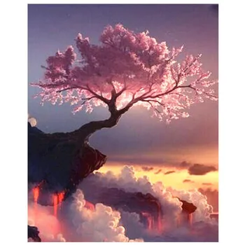 

Paint by Numbers for Adults DIY Painting Cherry Tree on the Cliff