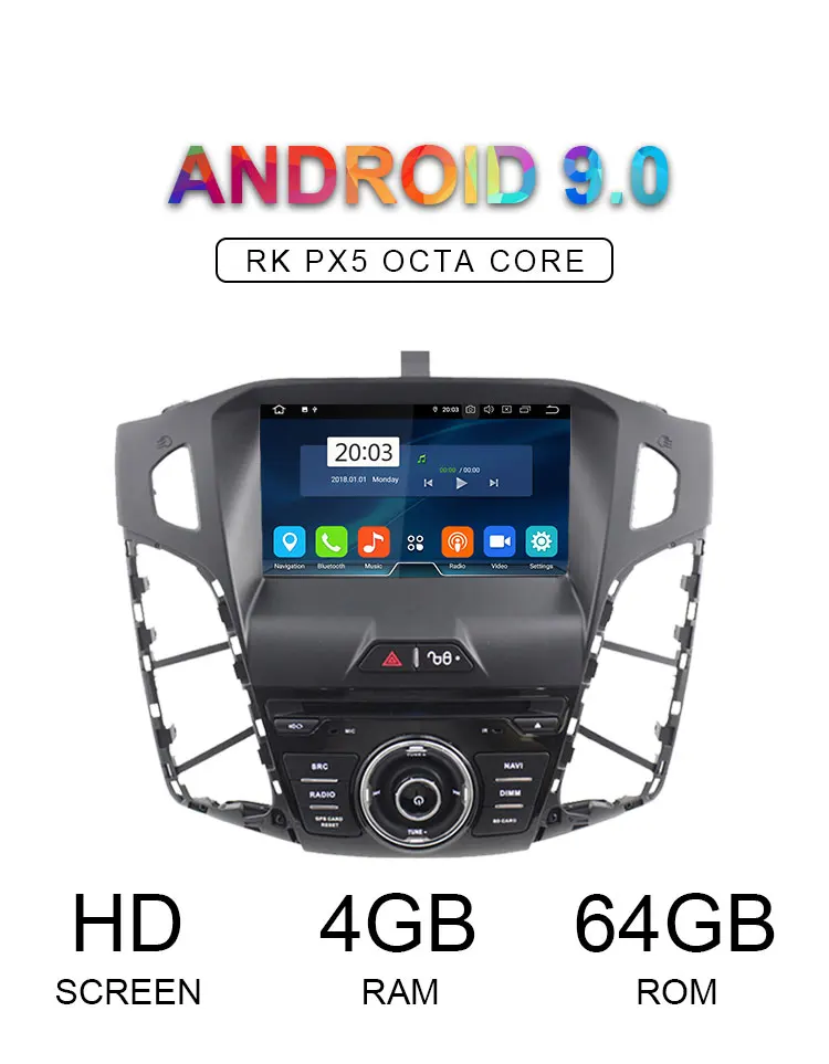 LJHANG автомобильный DVD плеер Android 9,0 для FORD FOCUS 2012 2013 gps стерео 1 Din автомобильный радиоприемник Авто 4 Гб+ 64 Гб FM