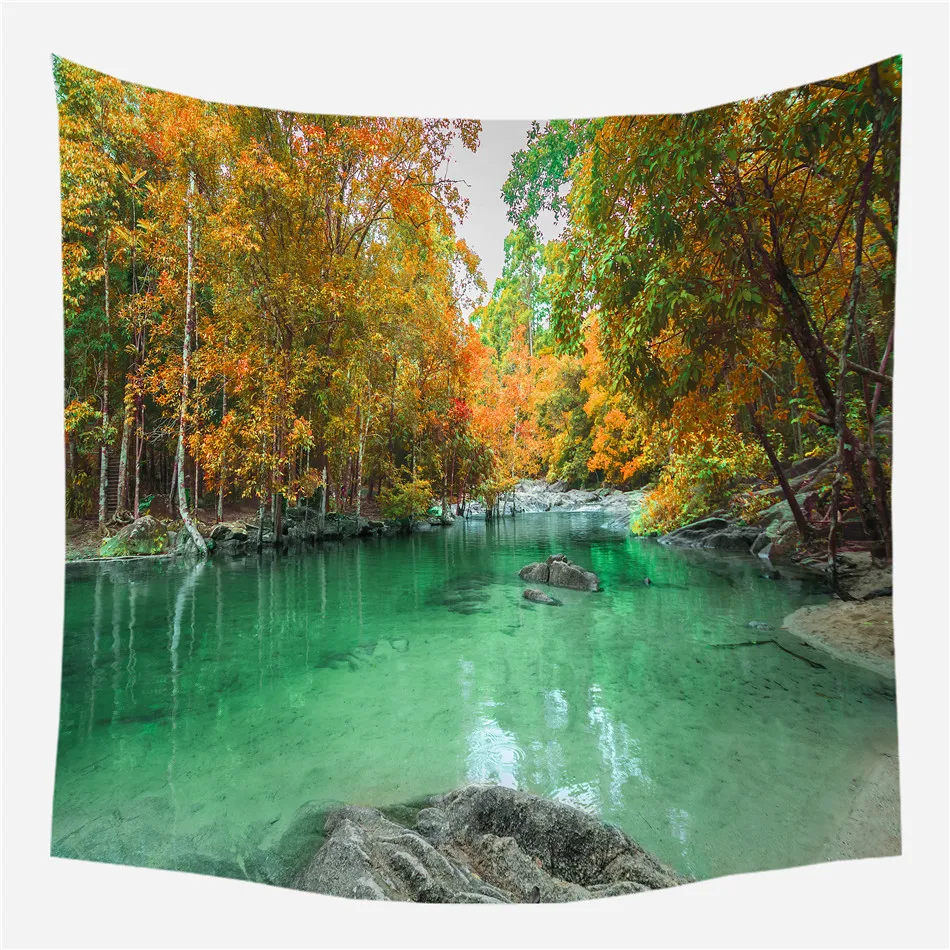 Красивый настенный гобелен ЛЕС красивый водопад Hd пейзаж пляжное полотенце фотообои природа ковер из полиэстера