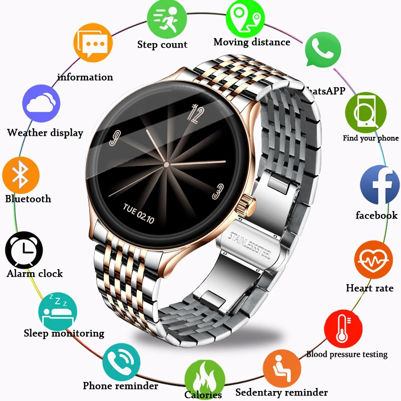 

LIGE New Smart Watch Men Heart Rate Blood Oxygen Message Reminder Waterproof Sport Full Touch Screen stainless steel smartwatch
