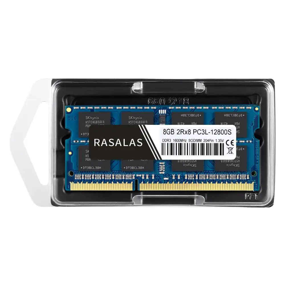 Billige Rasalas 8GB 2Rx8 PC3 12800S DDR3L 1600Mhz SO DIMM 1,5V 1,35 V niedrigen spannung Notebook RAM 204Pin Laptop Voll kompatibel Speicher Blau
