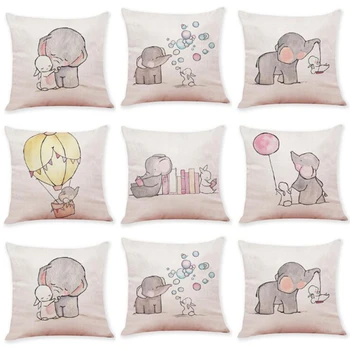 

Lovely Cartoon Elephant Pattern Polyester Throw Pillow Cushion Cover Car Home Sofa Bedroom Office Decorative Pillowcase 1Pc