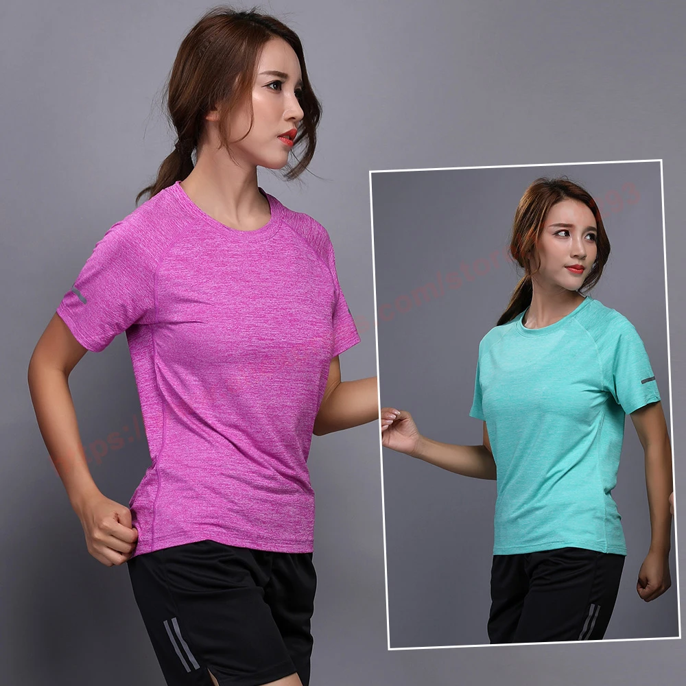 Женские футболки для бега, теннис баскетбол, бадминтон, футболка для занятий спортом, бега, быстросохнущая Йога, тренировка, гимнастика, спортивные топы
