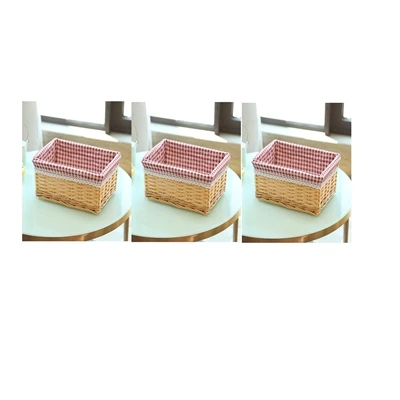 Pack of 3 honey Набор из 3 ручной работы плетеный кухонные корзины для хранения для полок с тканой линией домашнего хранения ящики декоративные корзины - Цвет: Pack of 3 honey