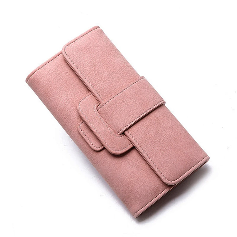 

Women Fashion Leather Hasp Tri-Folds Wallet Portable Multifunction Long Change Purse Hot Female Pink Coin Zipper Clutch For Girl