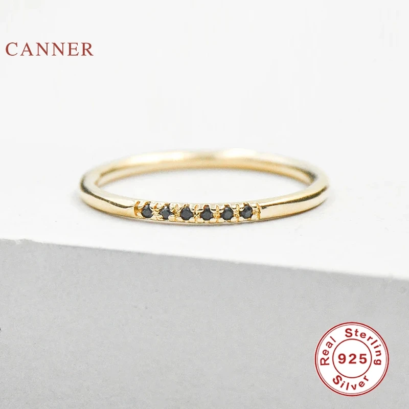925 Sterling Silver Single Row Black Diamonds Ring for Women silver ring